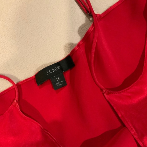 JCrew Red M Silk Camisole Adjustable Straps - Picture 2 of 7